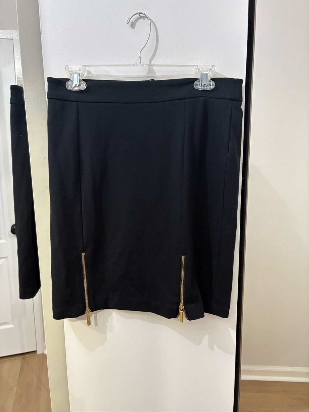Michael Kors Black Mini Skirt with Gold Zippers